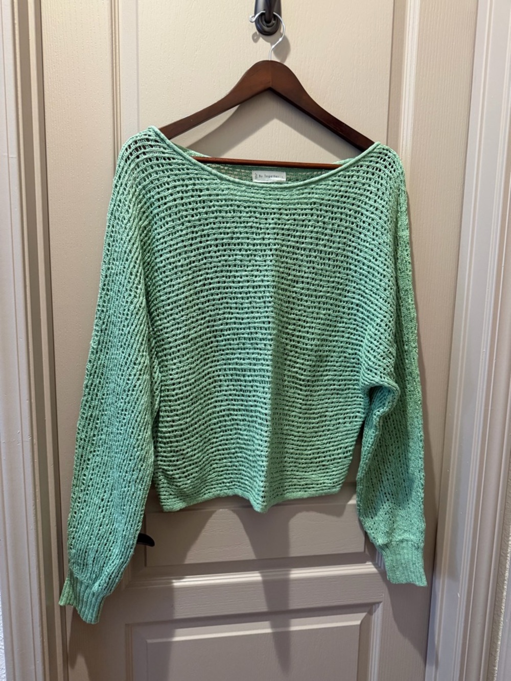 Together Mint Open-Knit Boatneck Sweater